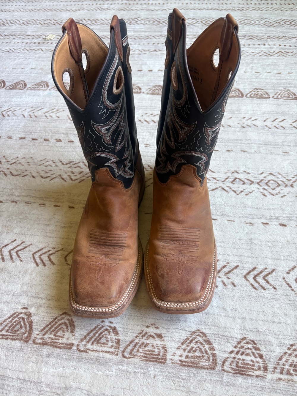 Brown with Black Embroidered Shaft Western Boots